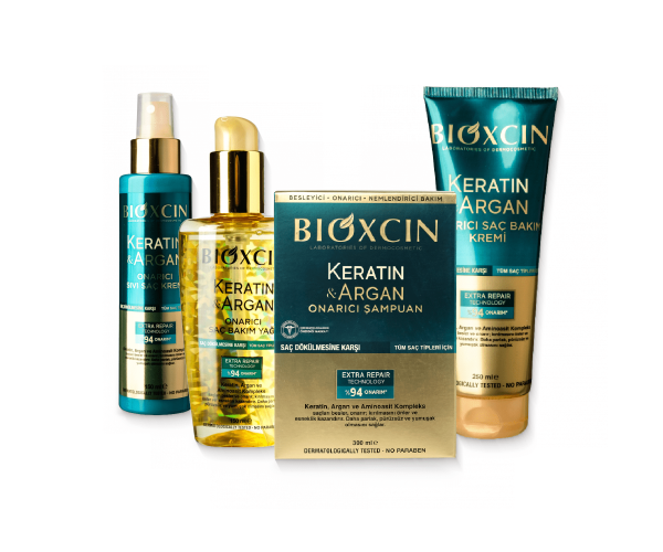 Комплекс для ухода за волосами от выпадения Bioxcin с кератином и аграновым маслом